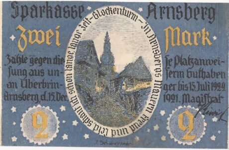 Аверс банкноты 2 marki Sparkasse (Niemcy) 1921