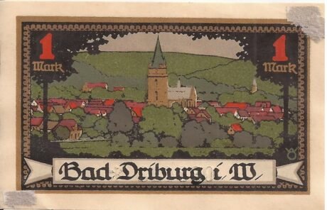 Реверс банкноты 1 marka Spahr- und Darlehnskasse (Niemcy) 1921