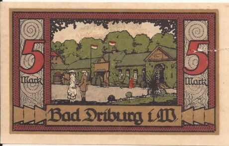 Реверс банкноты 5 marek Spar- und Darlehnskasse (Niemcy) 1921