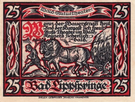 Реверс банкноты 25 fenigów (Niemcy) 1921