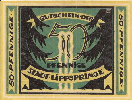 Реверс банкноты 50 fenigów (Niemcy) 1921