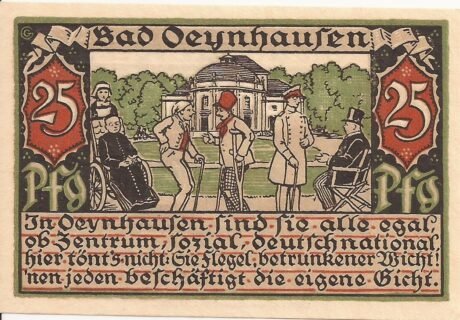 Реверс банкноты 25 fenigów Fürstenhof (Niemcy)