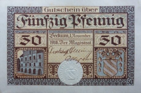 Аверс банкноты 50 fenigów (Niemcy) 1918