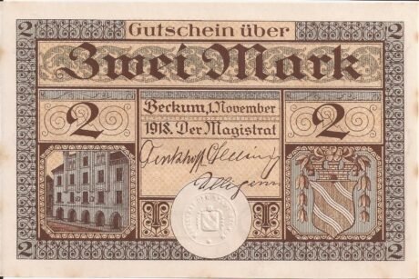 Аверс банкноты 2 marki (Niemcy) 1918