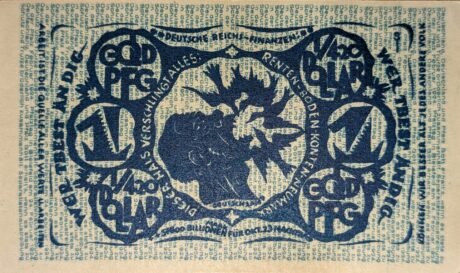 Реверс банкноты 1 Złoto Pfennig Stadt-Sparkasse (Niemcy) 1923