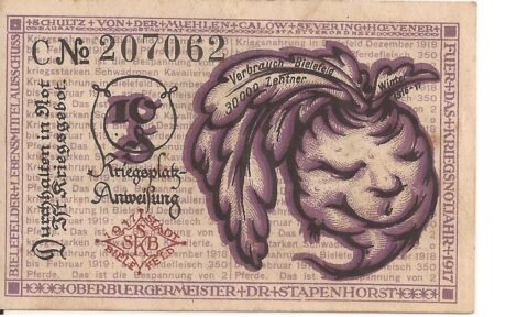 Реверс банкноты 10 fenigów Stadtsparkasse (Niemcy) 1919