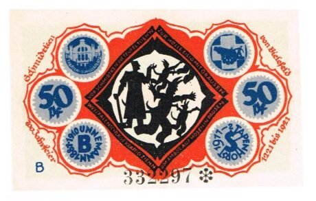 Реверс банкноты 50 fenigów Stadtsparkasse; B (Niemcy) 1921