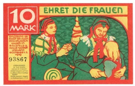 Реверс банкноты 10 marek (Niemcy) 1918