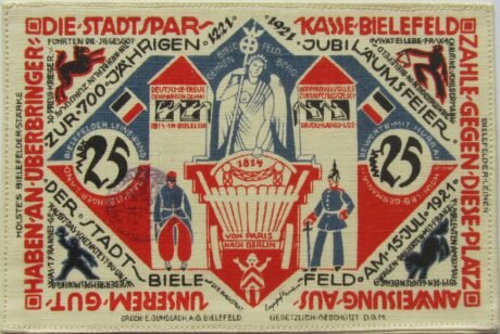 Аверс банкноты 25 марок Stadtsparkasse (Германия) 1921 года