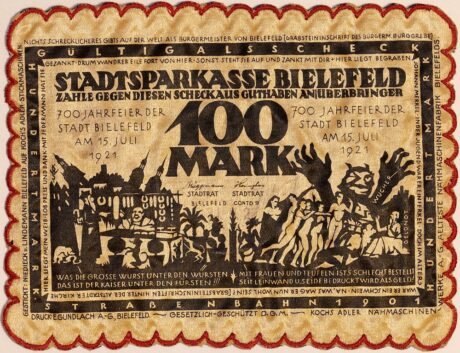 Аверс банкноты 100 марок Stadtsparkasse (Германия) 1923 года