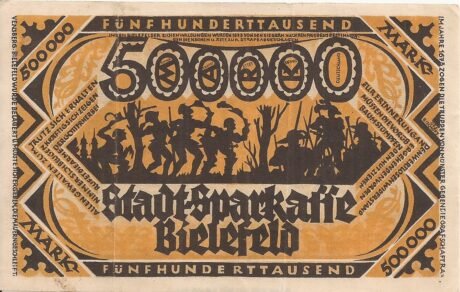 Аверс банкноты 500000 Mark Stadtsparkasse (Niemcy) 1923