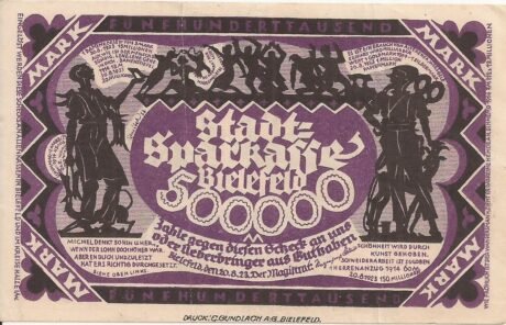 Реверс банкноты 500000 Mark Stadtsparkasse (Niemcy) 1923