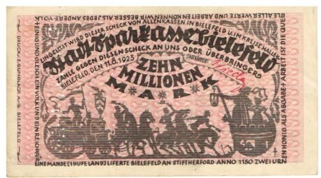 Аверс банкноты 10000000 marek (Niemcy) 1923