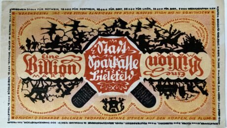 Реверс банкноты 1000000000000 марок (Германия) 1923 года