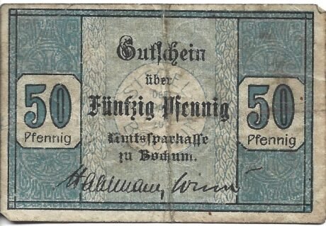Аверс банкноты 50 fenigów (Niemcy) 1917