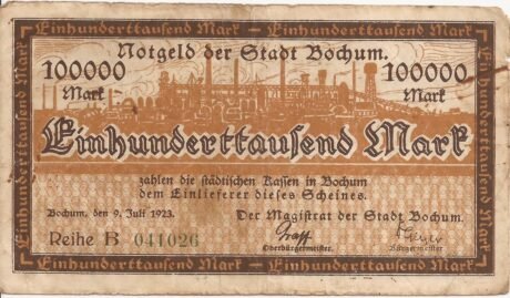 Аверс банкноты 100000 marek (Niemcy) 1923