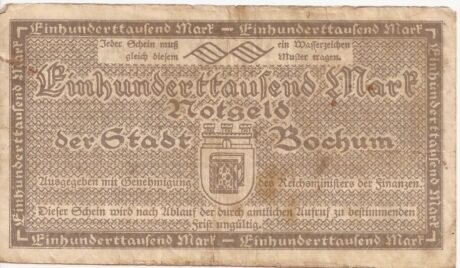 Реверс банкноты 100000 marek (Niemcy) 1923