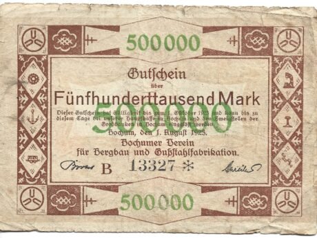 Аверс банкноты 500000 marek Bochumer Verein für Bergbau und Gußstahlfabrikation (Niemcy) 1923