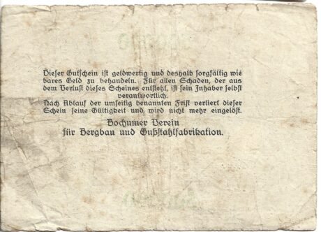 Реверс банкноты 500000 marek Bochumer Verein für Bergbau und Gußstahlfabrikation (Niemcy) 1923