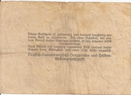 Реверс банкноты 500000 marek Deutsch-Luxemburgische Bergwerks- und Hütten-AG (Niemcy) 1923