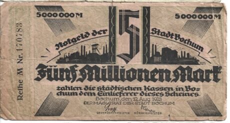 Аверс банкноты 5000000 marek (Niemcy) 1923