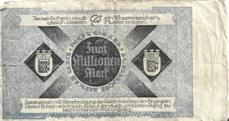 Реверс банкноты 5000000 marek (Niemcy) 1923