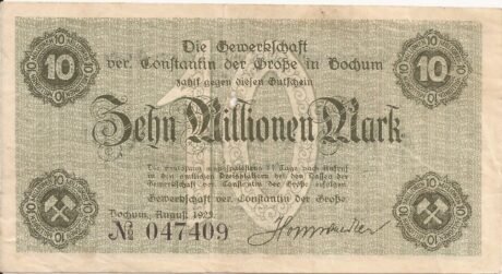 Аверс банкноты 10000000 marek Gewerkschaft ver. Constantin der Große (Niemcy) 1923