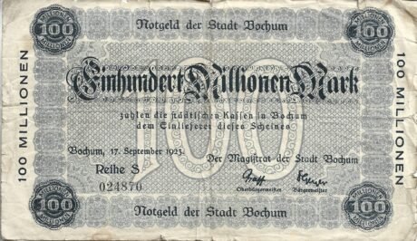 Аверс банкноты 100 000 000 marek (Niemcy) 1923