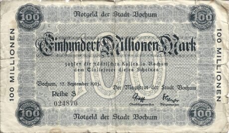 Реверс банкноты 100 000 000 marek (Niemcy) 1923