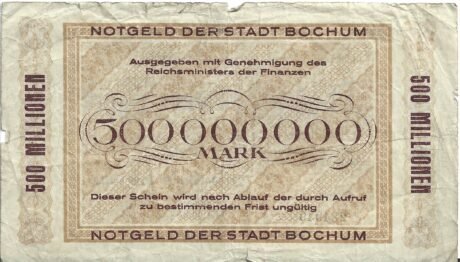 Реверс банкноты 500 000 000 marek (Niemcy) 1923