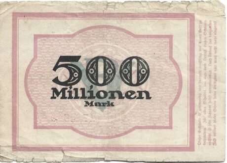 Реверс банкноты 500 000 000 marek Bochumer Verein für Bergbau und Gußstahlfabrikation (Niemcy) 1923