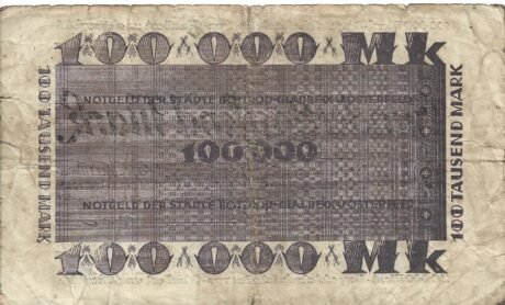 Реверс банкноты 100000 marek (Niemcy) 1923