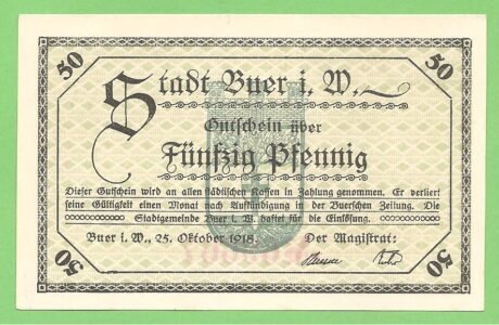 Аверс банкноты 50 fenigów (Niemcy) 1918