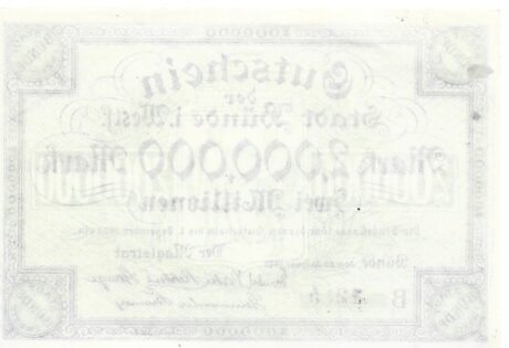 Реверс банкноты 2000000 марок (Германия) 1923 года