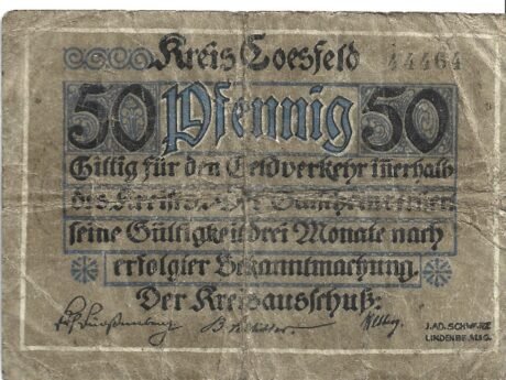 Аверс банкноты 50 fenigów (Niemcy)