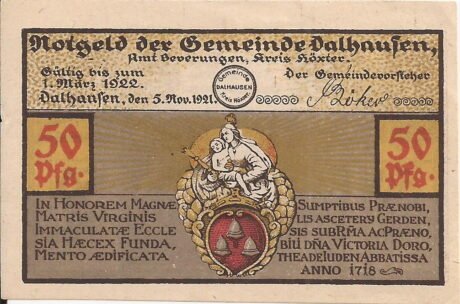 Аверс банкноты 50 fenigów (Niemcy) 1921