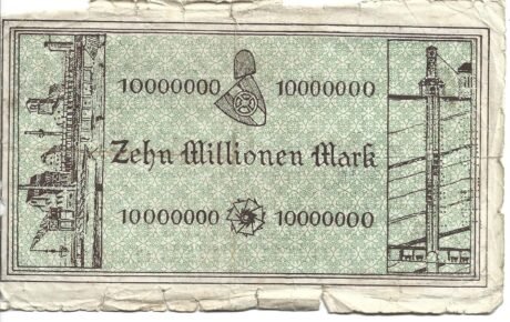 Реверс банкноты 10000000 marek Gewerkschaft Emscher-Lippe (Niemcy) 1923