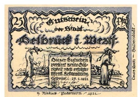 Аверс банкноты 25 fenigów (Niemcy) 1921