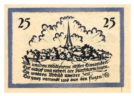 Реверс банкноты 25 fenigów (Niemcy) 1921