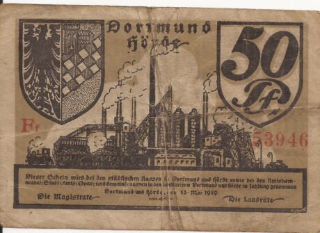 Аверс банкноты 50 fenigów (Niemcy) 1919