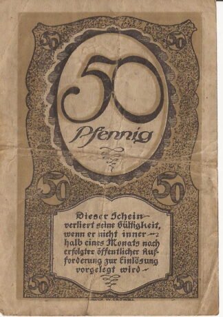 Реверс банкноты 50 fenigów (Niemcy) 1919