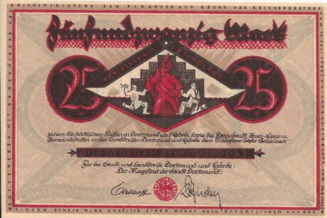 Реверс банкноты 25 marek (Niemcy) 1922