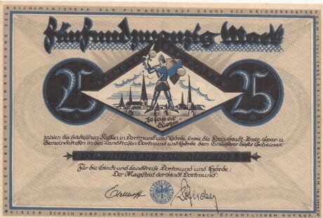 Аверс банкноты 25 marek (Niemcy) 1922