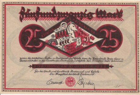 Аверс банкноты 25 marek (Niemcy) 1922