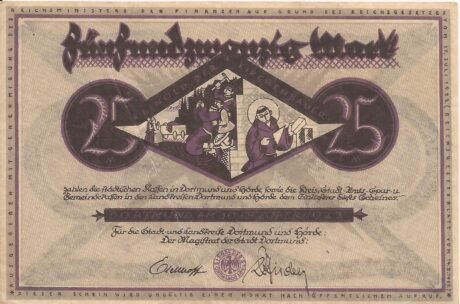 Аверс банкноты 25 marek (Niemcy) 1922