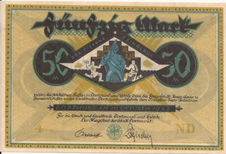Аверс банкноты 50 marek (Niemcy) 1922