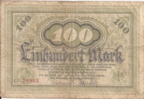 Аверс банкноты 100 marek (Niemcy) 1922