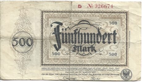Аверс банкноты 500 marek (Niemcy) 1922