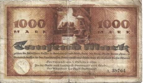 Аверс банкноты 1000 marek (Niemcy) 1923