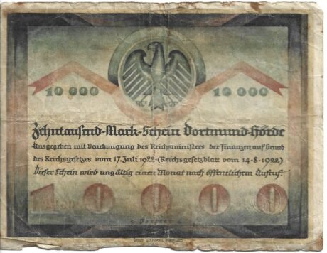 Реверс банкноты 10000 marek (Niemcy) 1923